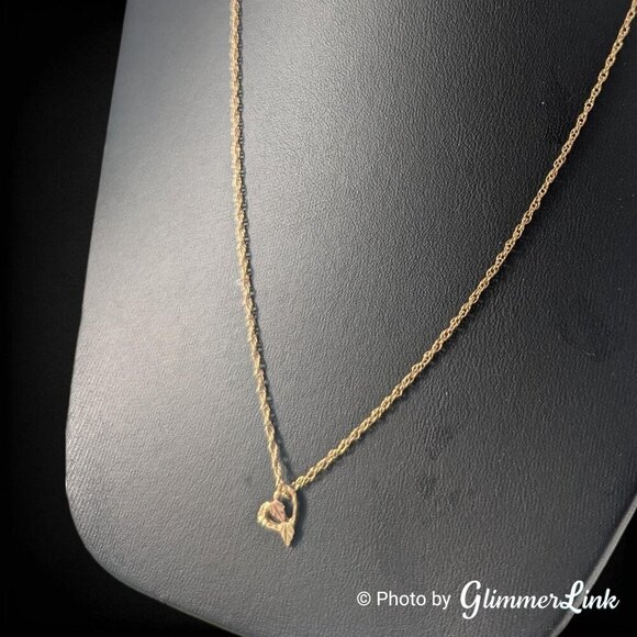 Vintage Stamper SBHG 10K Heart Leaf Dainty Pendant & Gold Filled Chain - Picture 6 of 11